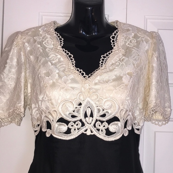 VINTAGE lace top Taffeta lined skirt dress - Picture 2 of 11